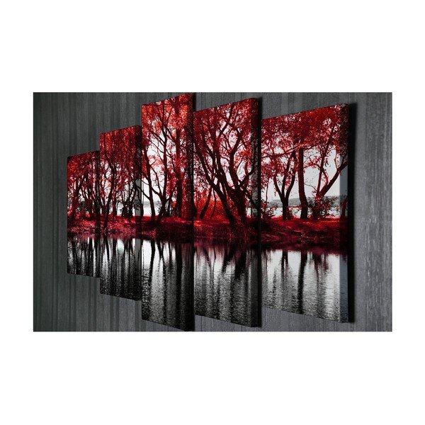 Tablou din 5 piese pe pânză Red Leaves-image-2