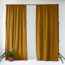 Draperie galben ocru-maro din in 140x200 cm Bronze – Linen Tales