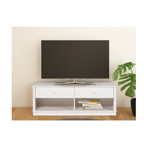 Comodă TV albă din lemn de pin 137x47 cm Anita – Støraa-image-1
