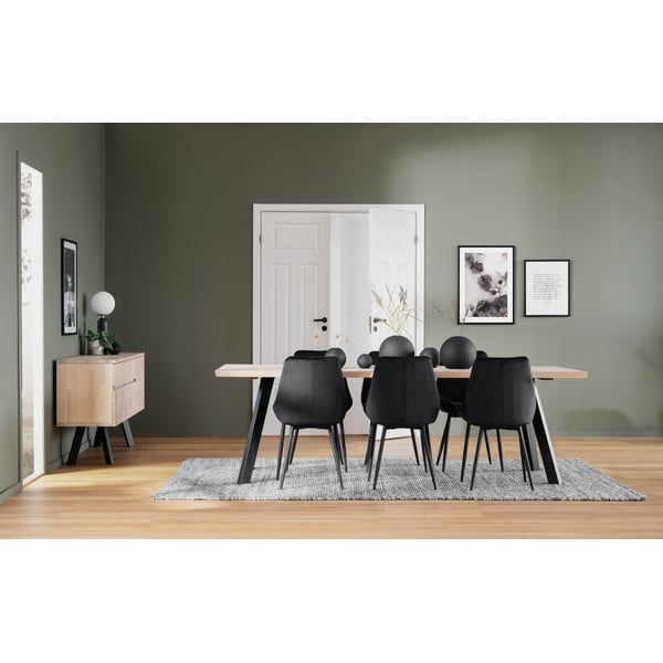 Scaune de dining negre 2 buc. din catifea Sierra - Rowico-image-2