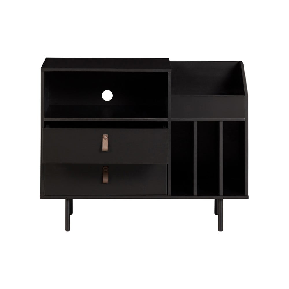 Dulap pentru pick-up și discuri din lemn de pin negru 90x73 cm