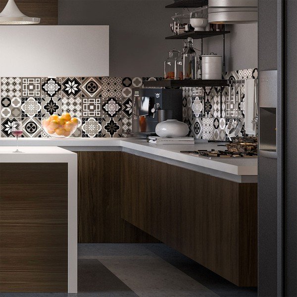 Set 9 autocolante de perete Ambiance Cement Tiles Charltina, 10 x 10 cm-image-1