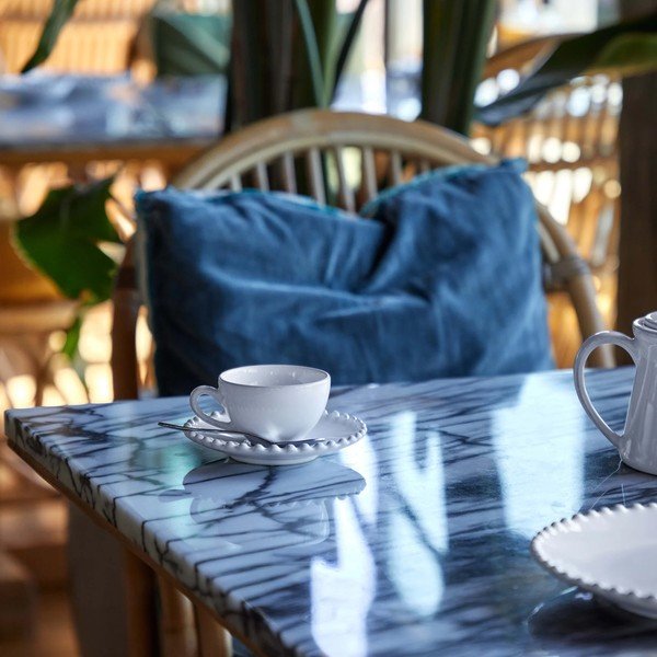 Ceașcă și farfurioară din gresie ceramică Costa Nova Pearl, 250 ml, alb-image-3