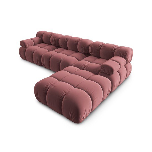Colțar roz cu tapițerie din catifea Bellis – Micadoni Home-image-4