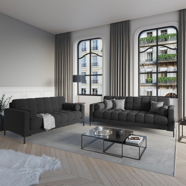 Canapea din catifea Cosmopolitan Design Bali, gri-image-1