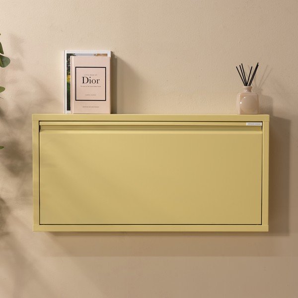 Pantofar galben deschis cu deschidere înclinată/suspendat din oțel 75x37,5x12,5 cm Billy – Spinder Design-image-1