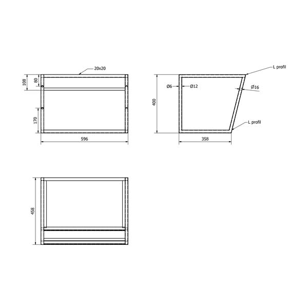 Suport pentru chiuvetă alb/negru suspendat din oțel 60x40 cm Ska – Sapho-image-3