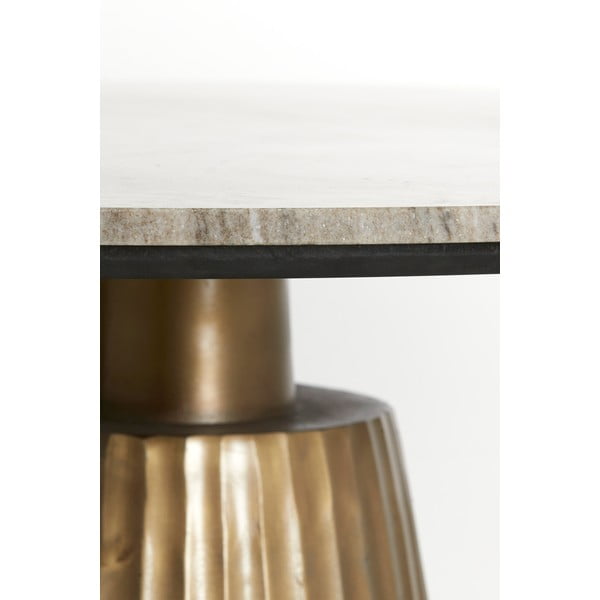 Masă de dining în culoarea bronz/în culoare naturală rotundă cu blat cu aspect de marmură ø 100 cm Rianne – Light & Living-image-3