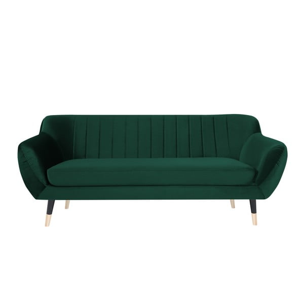 Canapea Mazzini Sofas BENITO cu picioare negre, verde, 188 cm