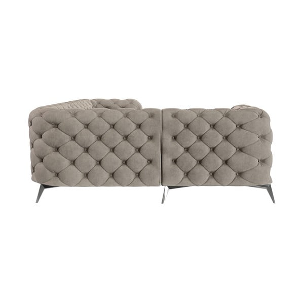 Colțar grej cu tapițerie din catifea (cu colț pe partea stângă/în formă de ”L”) Chelsea – Ropez-image-3