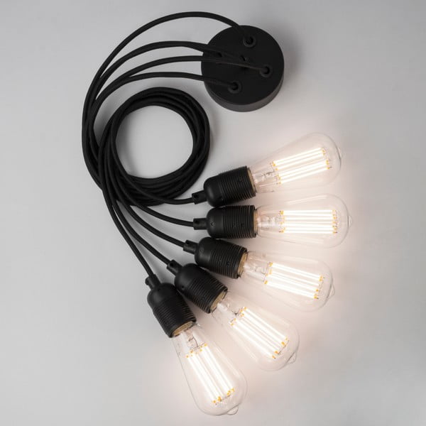 Lustră cu 5 becuri Bulb Attack Uno Basic Globe, negru-image-1