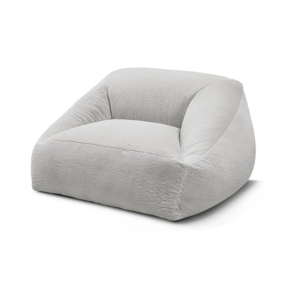Fotoliu bean bag gri deschis cu tapițerie din blană artificială Lilibet – Bobochic Paris