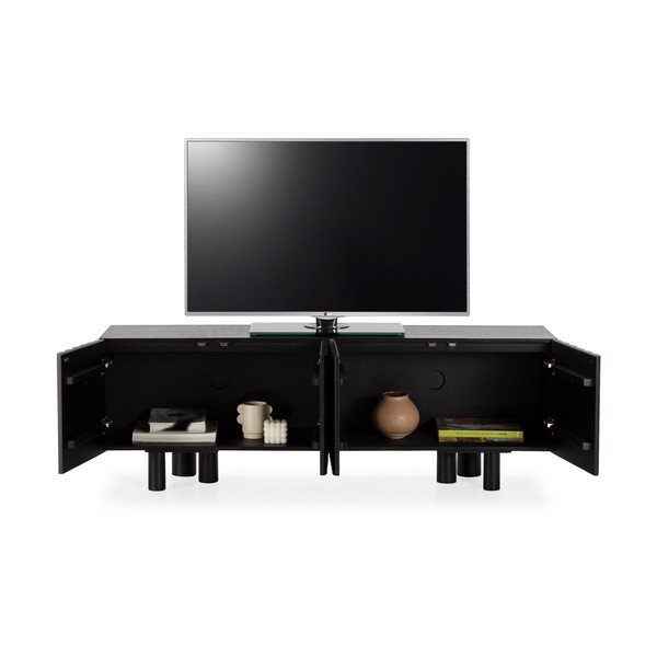 Comodă TV neagră din lemn de mango 160x55x40 cm Tamira – MOME-image-2