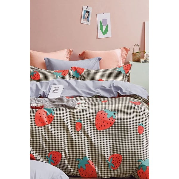 Lenjerie de pat din bumbac ranforcé pentru pat de o persoană/extinsă cu cearceaf inclus/cu 3 piese 160x220 cm Strawberry – Mila Home