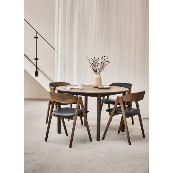 Masă de dining rotundă extensibilă din lemn de stejar cu blat suplimentar ø 120 cm Noor – Hammel Furniture-image-1
