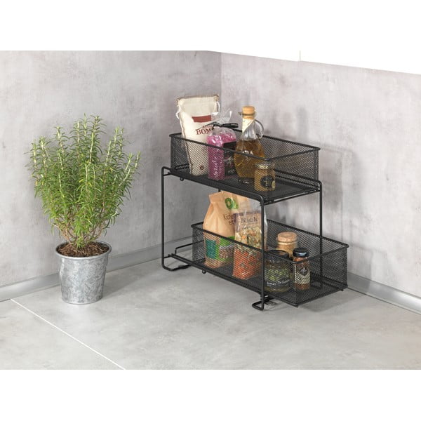 Suport cu 2 coșuri metalic negru cu ventuze Wenko -image-2