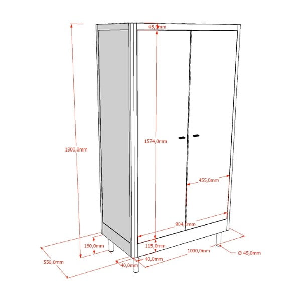 Șifonier de copii alb din lemn de fag 100x190x55 cm Forrest – Vipack-image-2
