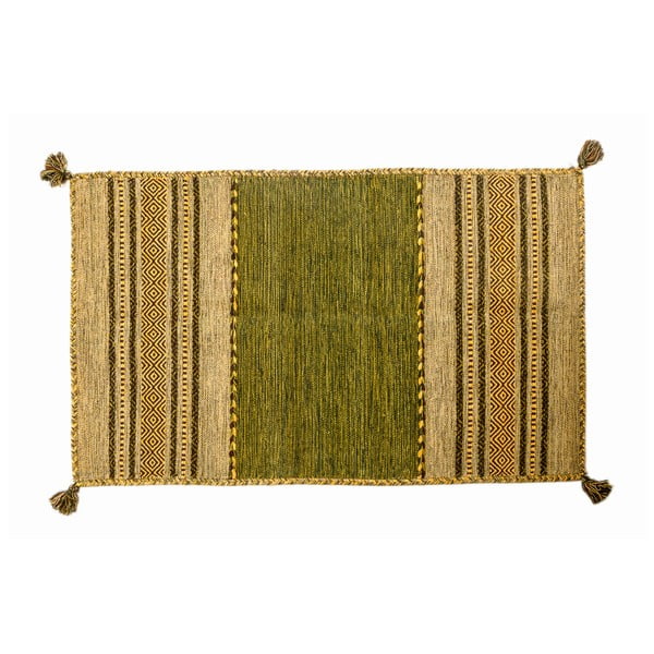 Covor țesut manual Navaei & Co Kilim Tribal 603, 170 x 110 cm, verde