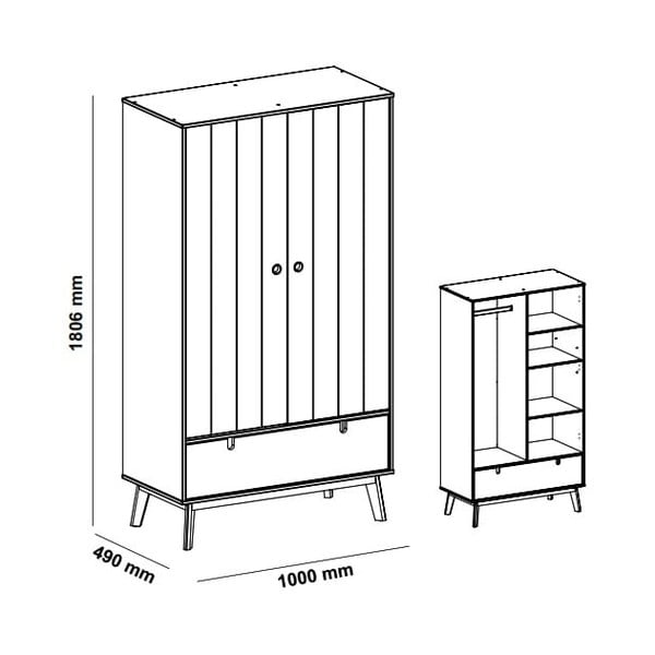 Dulap cu picioare din lemn de pin pentru copii Marckeric Kiara, verde-image-4