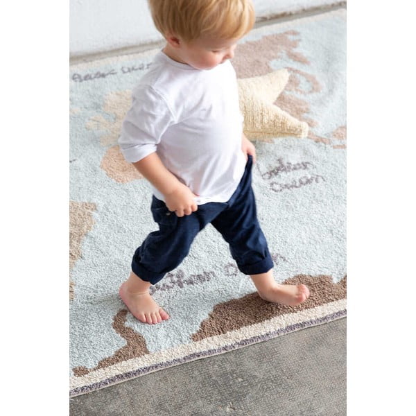 Covor pentru copii lavabil/țesut manual din bumbac 140x200 cm Vintage Map – Lorena Canals-image-4