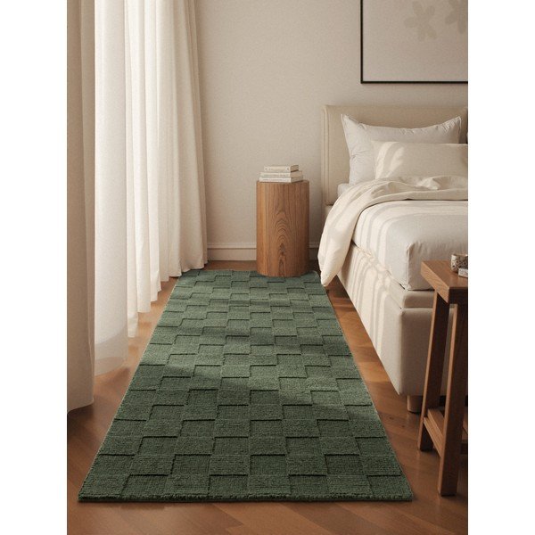 Covor tip traversă verde închis țesut manual din lână 80x200 cm Scala – Villeroy&Boch-image-1