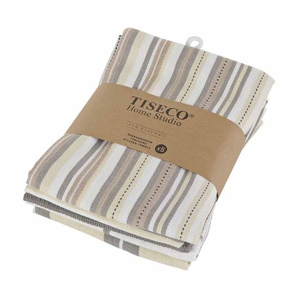 Set 5 prosoape de bumbac Tiseco Home Studio, 50 x 70 cm, maro