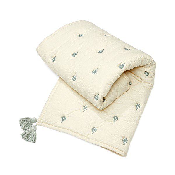 Pătură pentru copii, galben-deschis/albastră din bumbac organic matlasată 90x120 cm Balloon – Cam Cam Copenhagen