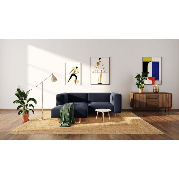 Colțar albastru închis cu tapițerie din catifea (colț pe partea stângă ) Kukumo – Ame Yens-image-1