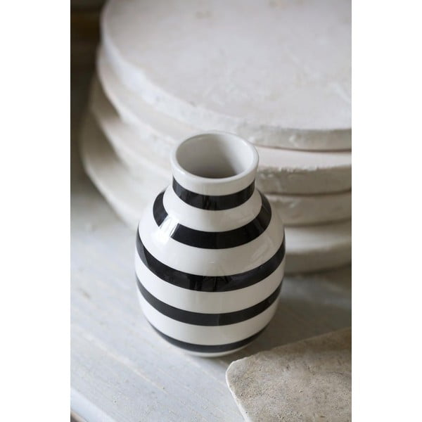 Vază din gresie Kähler Design Omaggio, înălțime 12,5 cm, negru - alb-image-3