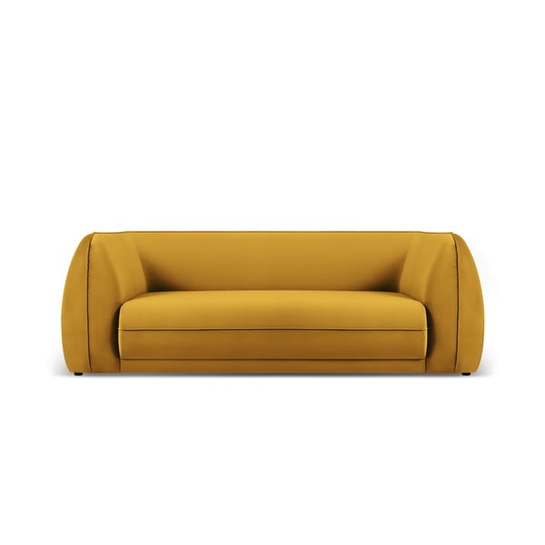 Canapea galbenă cu tapițerie din catifea 225 cm Lando – Micadoni Home