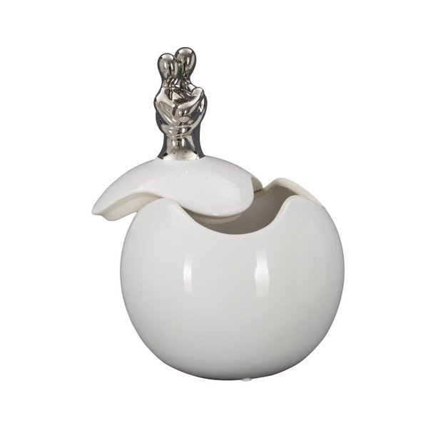 Recipient din ceramică Mauro Ferretti Family Grande, alb-argintiu-image-2