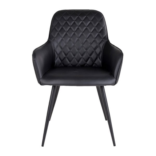 Set de scaune de sufragerie negru cu cotiere 2 buc. tapițat Harbo – House Nordic-image-2