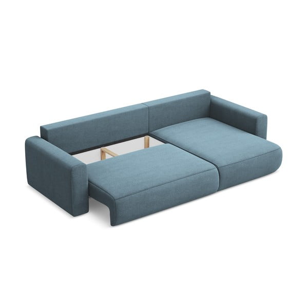 Colțar albastru deschis extensibil/cu spațiu de depozitare (cu colț pe partea dreaptă/cu șezlong) Kapua – Makamii-image-3