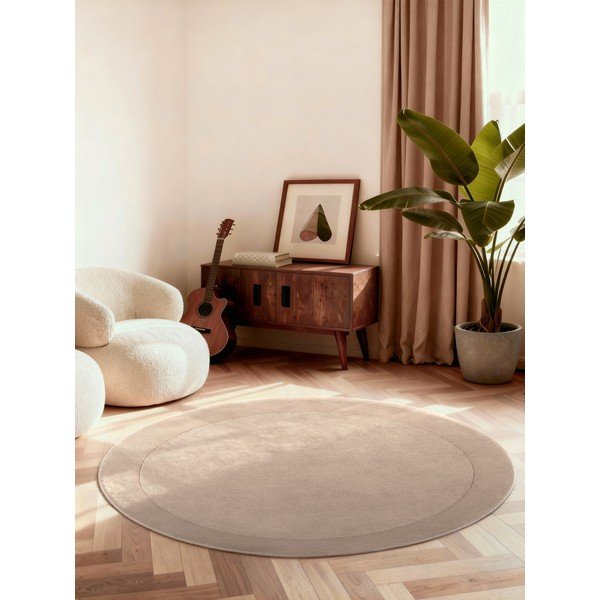 Covor bej țesut manual rotund din amestesc de lână ø 200 cm Kivi – Villeroy&Boch-image-2