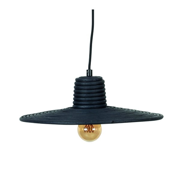 Lustră neagră cu intensitate reglabilă cu abajur din ratan ø 35 cm Balance – Zuiver