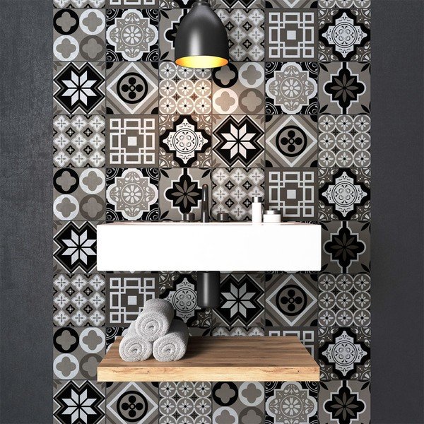 Set 9 autocolante de perete Ambiance Cement Tiles Charltina, 10 x 10 cm-image-2