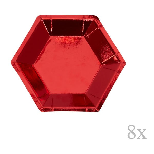 Set 8 farfurii din hârtie Nevity Red & White Dots, ⌀ 12,5 cm, roșu