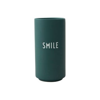Vază din porțelan Design Letters Smile, înălțime 11 cm, verde închis