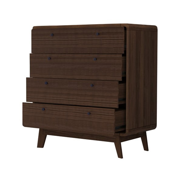 Comodă maro închis înaltă cu aspect de lemn de nuc 80x88 cm Caitlin – Støraa-image-2