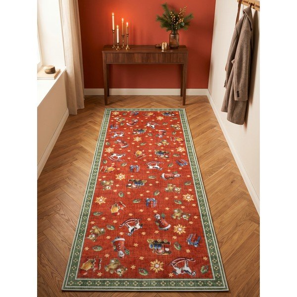 Covor tip traversă roșu/verde 80x200 cm  cu model de Crăciun Toy's Delight Nostalgic Noel Red Green – Villeroy&Boch-image-1