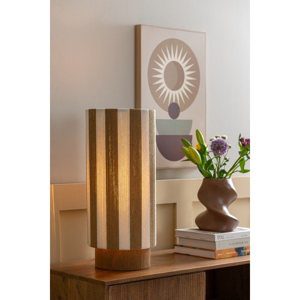 Veioză albă/în culoare naturală cu tapițerie din frânghie (înălțime 58 cm) Vienna Stripes – Leitmotiv-image-1