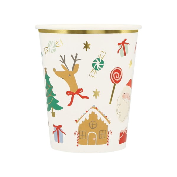 Pahare de unică folosință 8 buc. din hârtie Jolly Christmas – Meri Meri