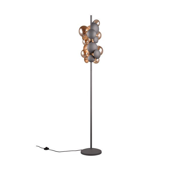 Lampadar gri-auriu cu abajur din sticlă (înălțime 155 cm) Bubble – Trio Select