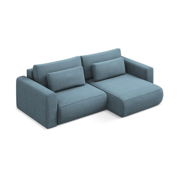 Colțar albastru deschis extensibil/cu spațiu de depozitare (cu colț pe partea dreaptă/cu șezlong) Kapua – Makamii-image-2