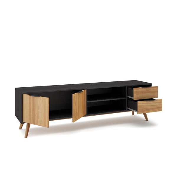 Comodă TV  negru/natural  din lemn de pin 180x53 cm Lavis – Marckeric-image-4