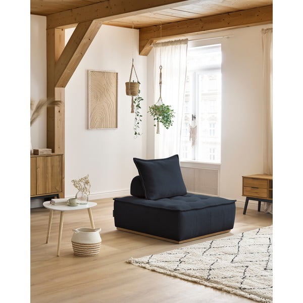 Fotoliu albastru închis cu tapițerie din chenille Elisa – Bobochic Paris-image-1