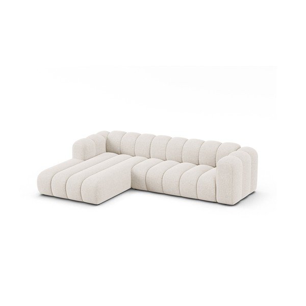 Colțar crem cu tapițerie din chenille (cu colț pe partea stângă/cu șezlong) Lupine – Micadoni -image-1