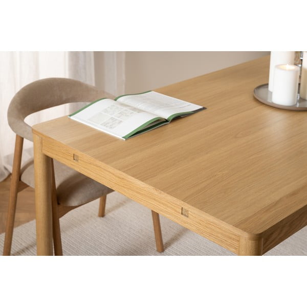 Masă de dining în culoare naturală extensibilă cu aspect de lemn de stejar 100x200 cm Atlantic – Actona-image-4