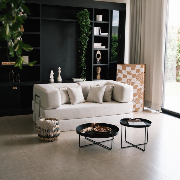 Canapea bej extensibilă cu tapițerie din țesătură bouclé 180 cm Bloom – TemaHome-image-3