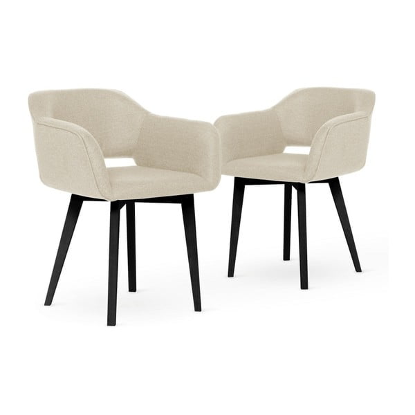 Set 2 scaune cu picioare negre My Pop Design Oldenburger, crem